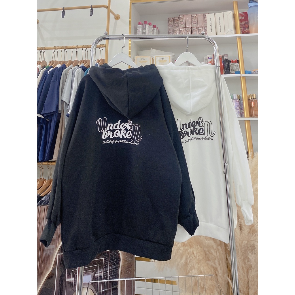 Hoodie Chữ Under Nam Nữ Unisex Mũ 2 Lớp Rộng Tay Bồng Nhiều màu