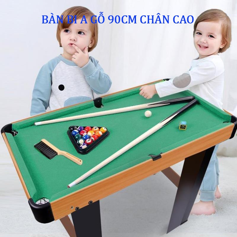 Bàn Bi A MiNi Cỡ Lớn 90CM Chân Cao - Bàn Bida Mini Bằng Gỗ, Đầy Đủ Phụ Kiện - Đồ Chơi Giải Trí - SmartHome Toys