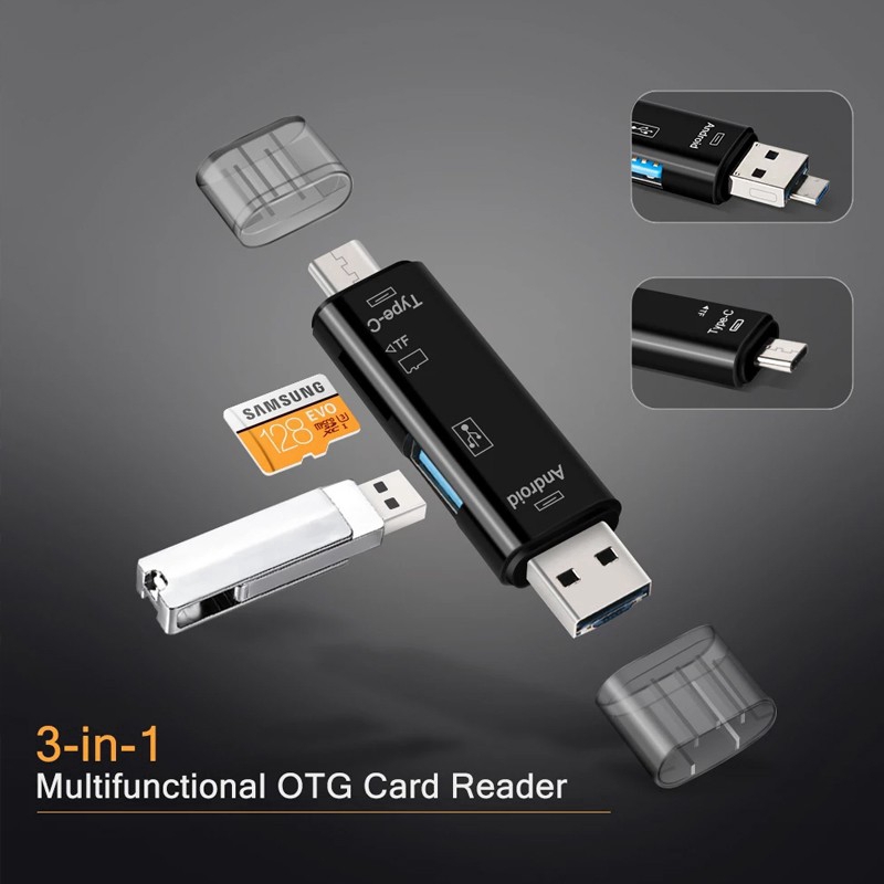 Đầu đọc thẻ OTG USB 3.0 loại C/Micro USB/TF 5 trong 1 chất lượng cao