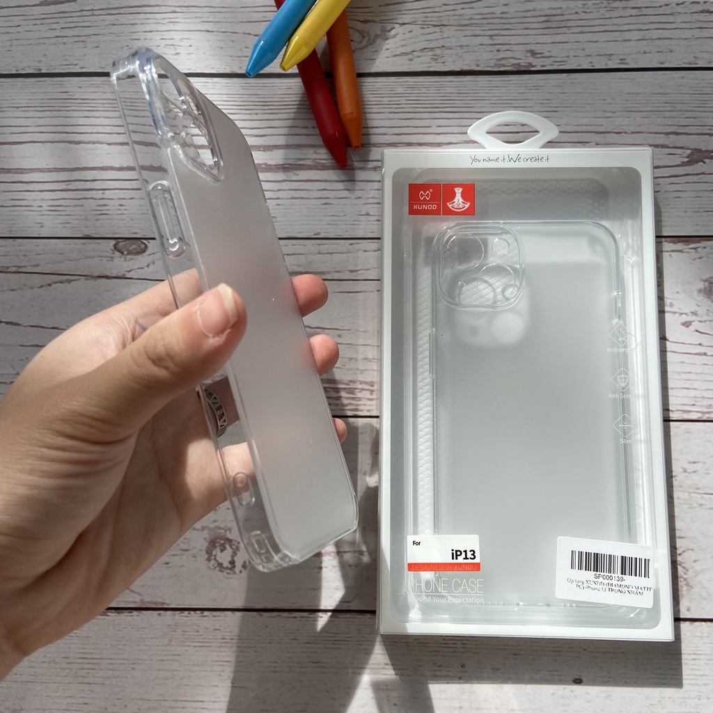 Ốp lưng XUNDD Trong nhám mờ iPhone 15/ 15 Pro/ Max/ 14/ 14 Pro/ Max/ 13/ 12 Series - Lưng chống vân tay