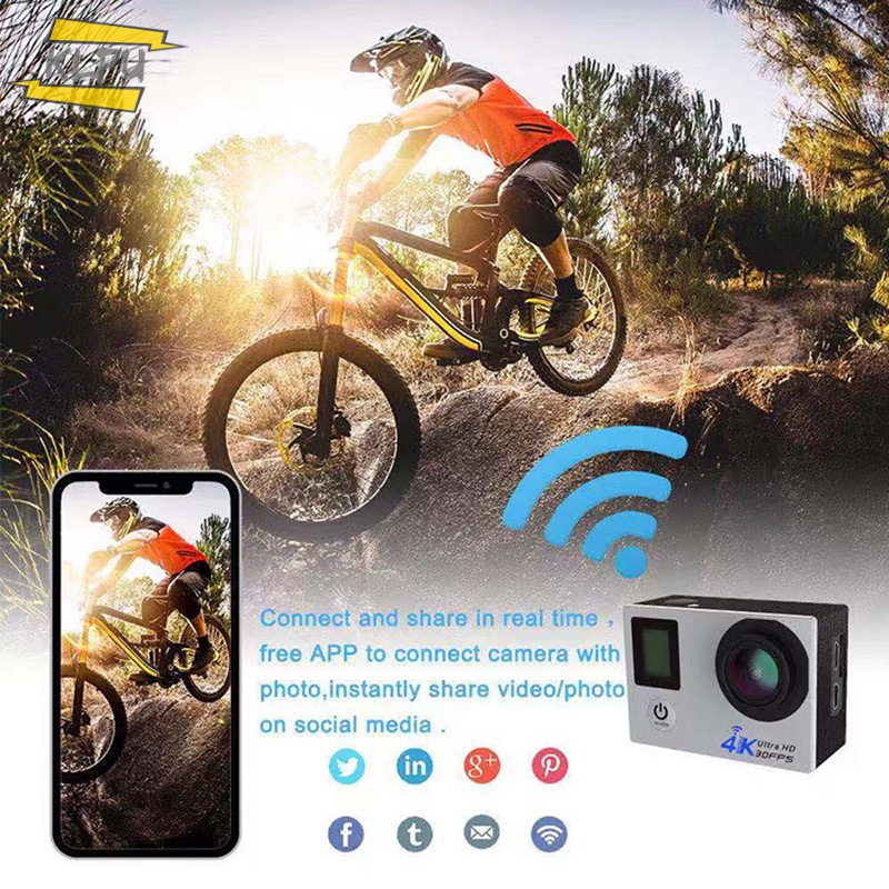 Camera hành động Ultra HD 4K Wifi 16MP màn hình kép 170D mini DVR chống thấm nước có điều khiển từ xa | BigBuy360 - bigbuy360.vn