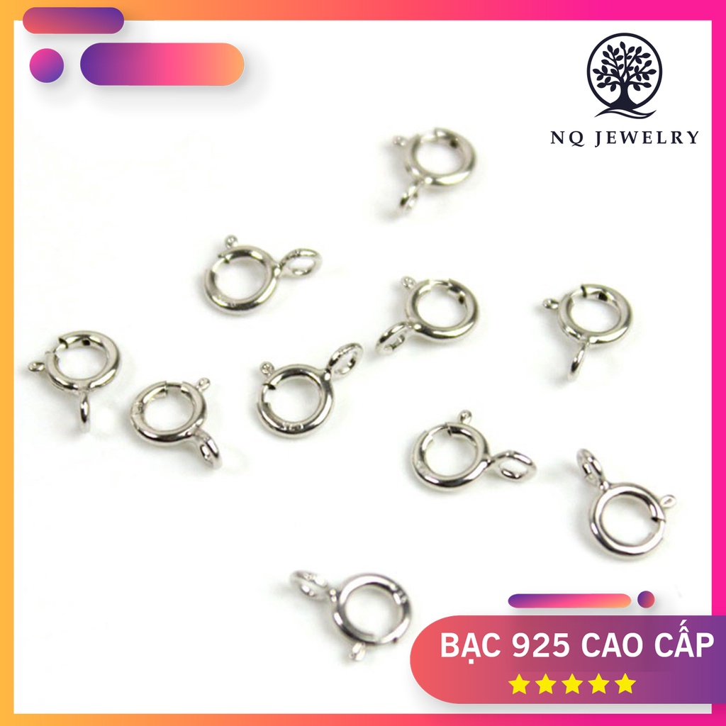 Charm bạc khoen tròn làm khóa liên kết vòng/dây chuyền/dây chuỗi