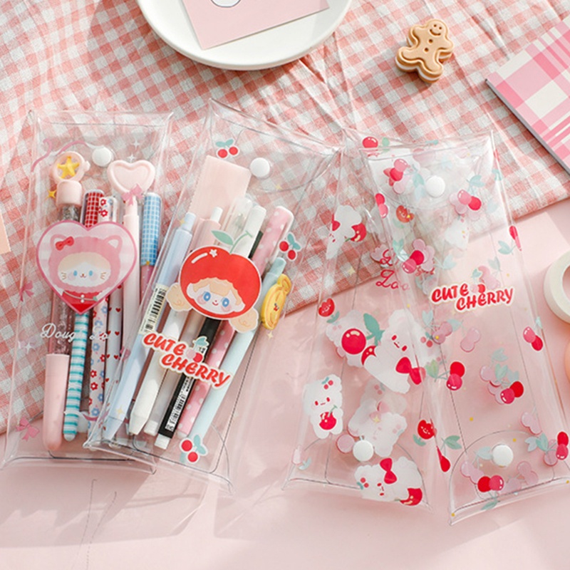 Seng Túi Đựng Bút Chì Đa Năng In Hình Gấu Cherry Hoạt Hình Cao Cấp
