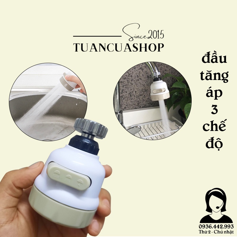 Đầu vòi rửa bát tăng áp 3 chế độ xoay 360 độ tiện lợi - Đầu tăng áp cho vòi rửa bát