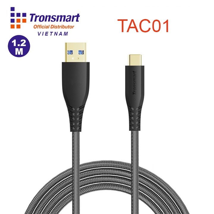 Cáp Sạc Nhanh Tronsmart TAC01 Dài 1m USB-C to USB-A 3.0 - Hàng Chính Hãng