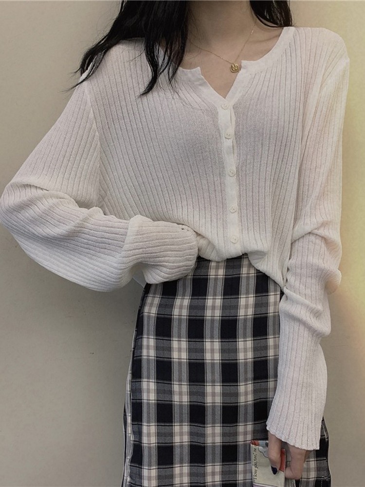 Áo len nữ mỏng croptop tay dài cổ V màu trắng, đen, be, xanh chất đẹp hàng quảng châu