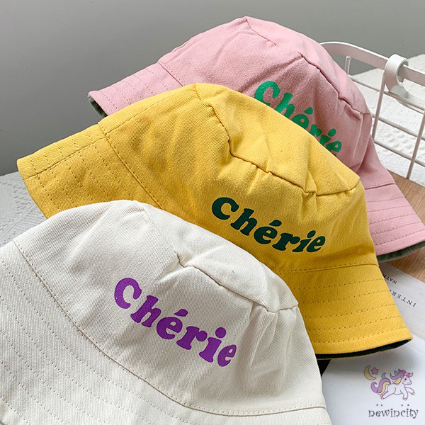 Mũ tròn vành 2 mặt in chữ thời trang Hàn Quốc dành cho bé trai/bé gái