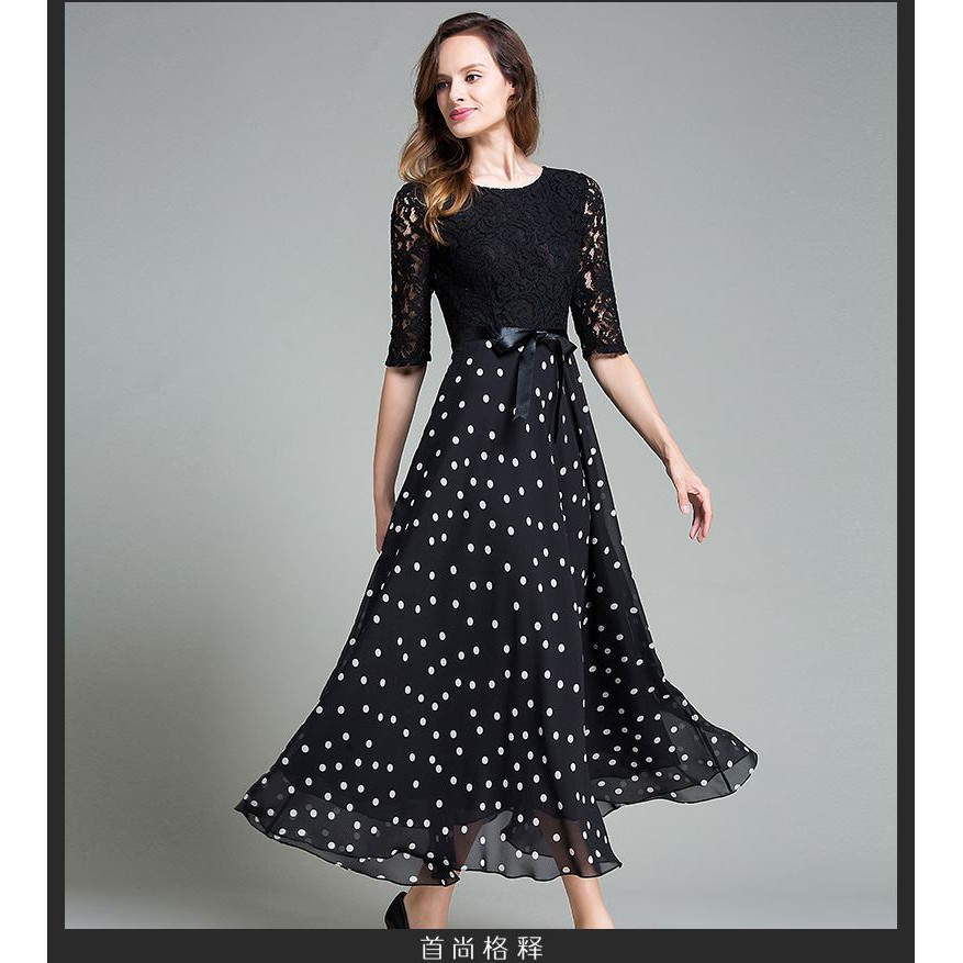 đầm ren phối chấm bi