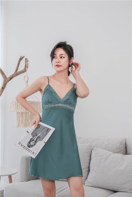 Sx 658 váy ngủ lụa satin -Đầm ngủ cao cấp - KellyWang