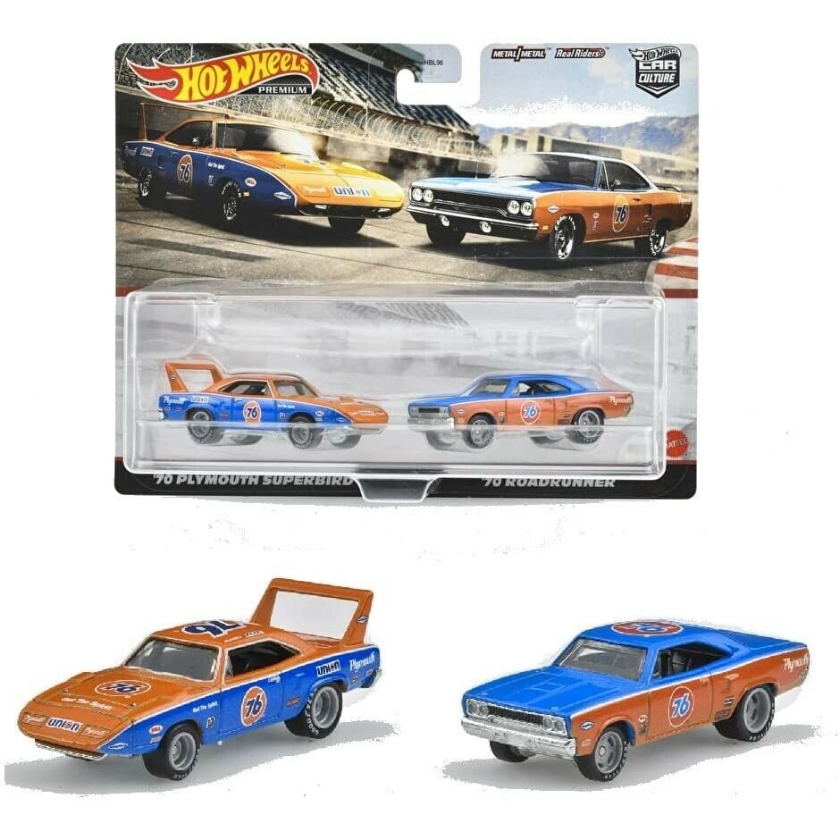 Xe mô hình Hot Wheels Premium 2 Pack Plymouth Super Bird & Road Runner
