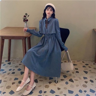 Đầm Nhung Dáng Dài Phong Cách Retro