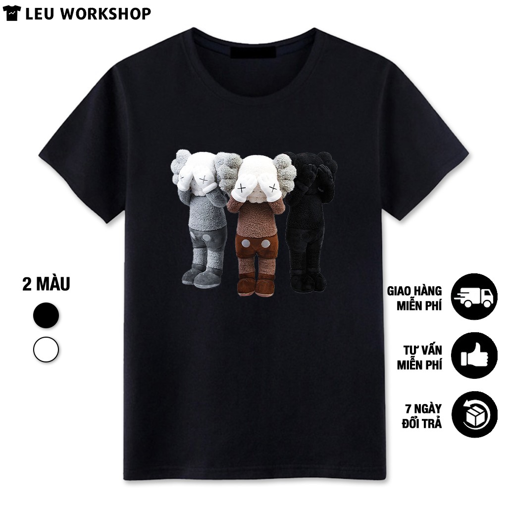 Áo thun unisex ngắn tay không cổ in hình KAWS thời trang - Bộ sưu tập áo phông unisex cá tính