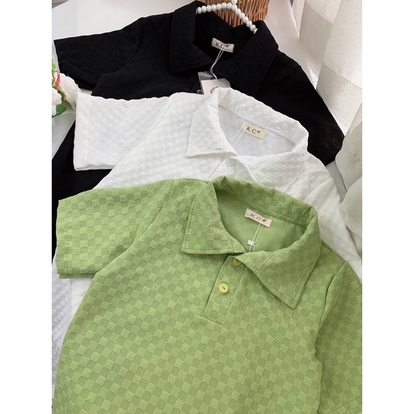 Váy polo dáng dài vải kẻ ô vuông