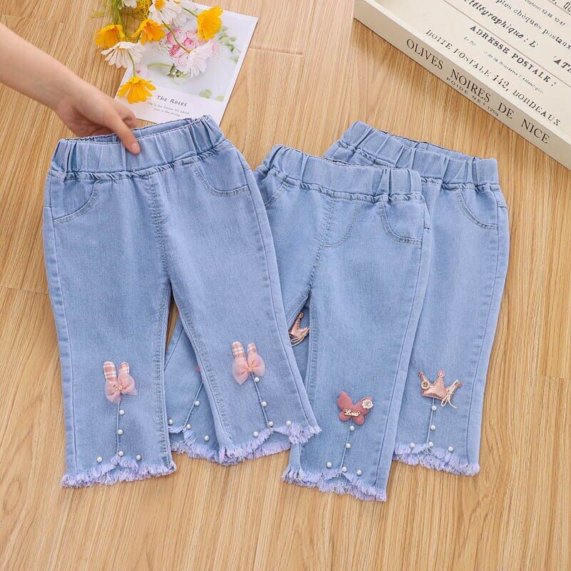 Quần jeans lửng ống loe cho bé gái 1-5 tuổi