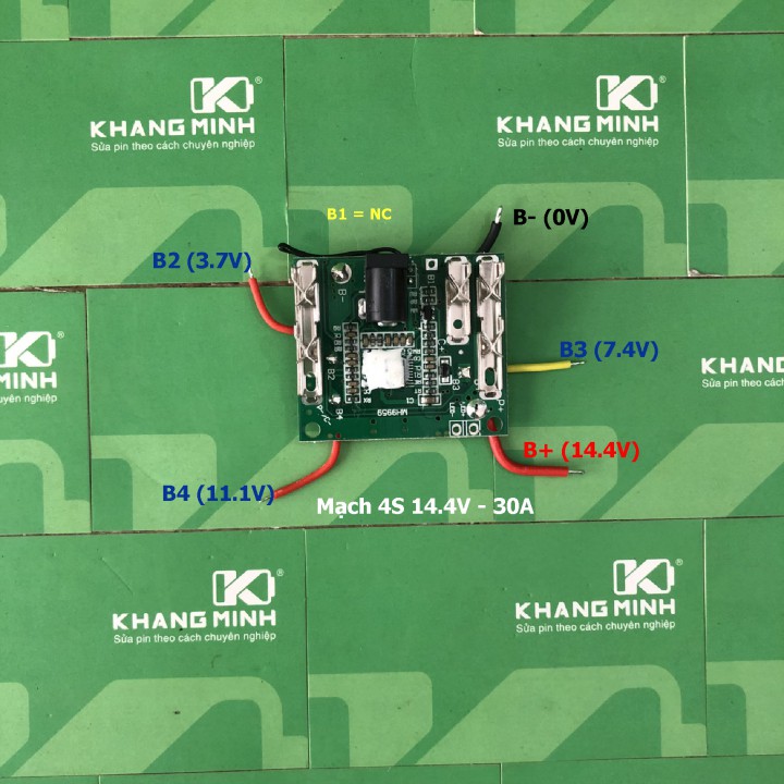 Mạch makita 4S 14.4V 30A, giắc DC, sạc và bảo vệ pin Li-ion 14.4V - 16.8V