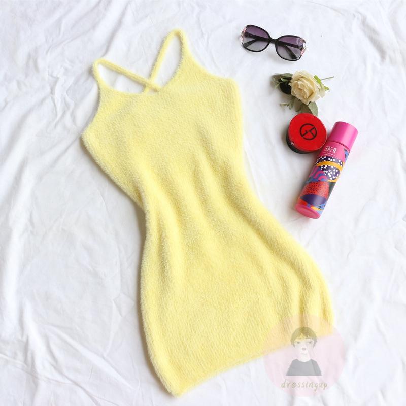 Đầm Ngắn Không Tay Cổ Chữ U Màu Trơn Thời Trang Mùa Hè Dành Cho Nữ Size S/M