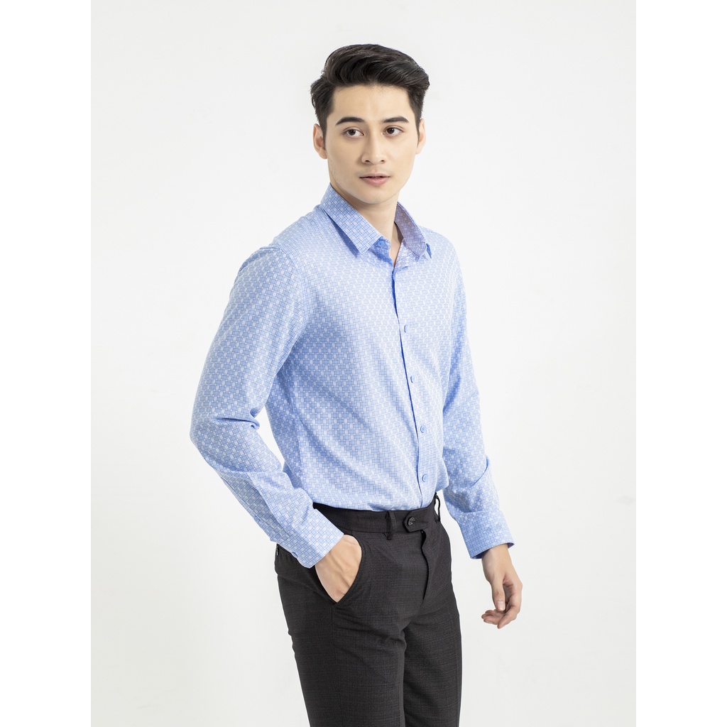 Áo sơ mi nam dài tay ARISTINO dáng ôm nhẹ, tà lượn, họa tiết dệt dobby tinh tế, lịch lãm - ALS22101