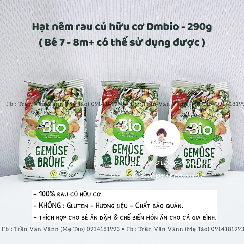 HẠT NÊM RAU CỦ HỮU CƠ DMBIO - 290g ( Hàng Air )