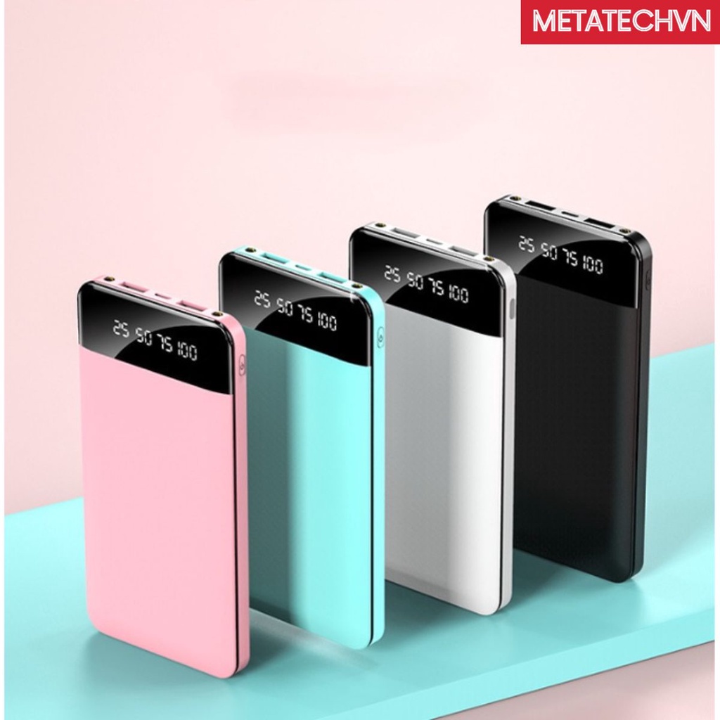 Sạc dự phòng mini YM228 20000mAh màu sắc tươi tắn dễ thương đèn led hiển thị % Pin tương thích điện thoại Android/IOS