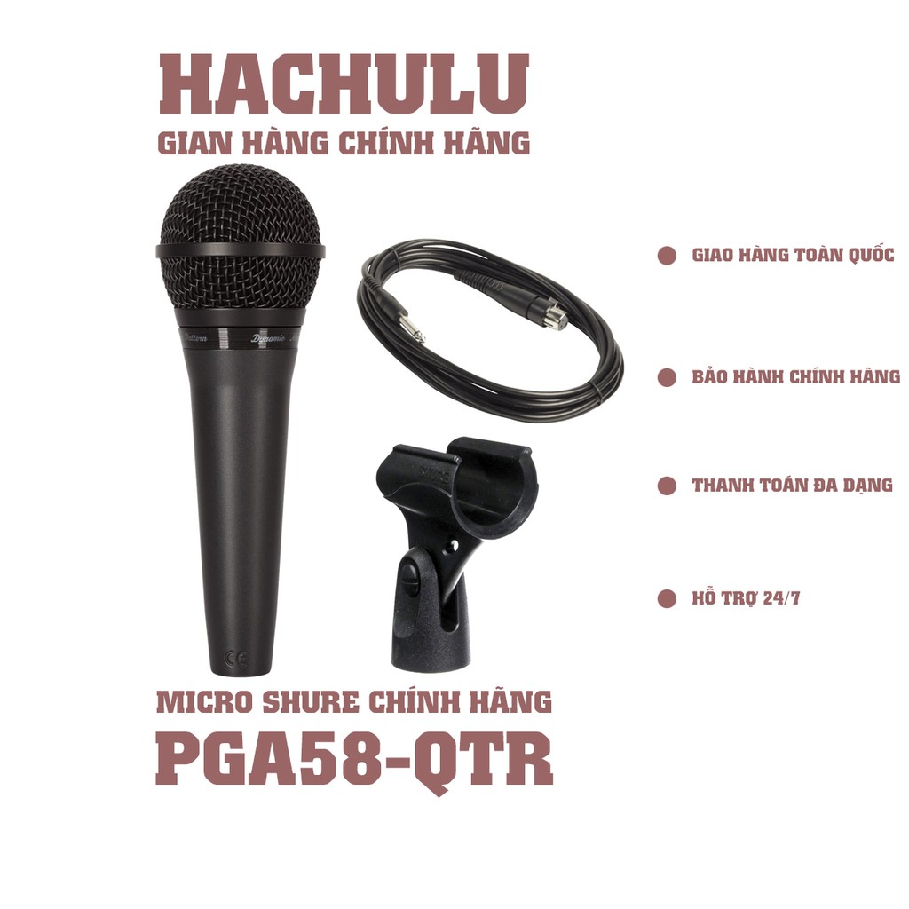 Micro Shure PGA58-QTR - Hàng chính hãng - Micro karaoke có dây Shure tuyệt vời cho biểu diễn âm nhạc và hát Karaoke