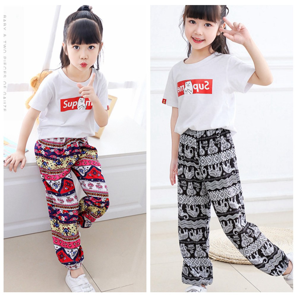 Quần Jogger Dài Mềm Mại Chống Muỗi In Họa Tiết Hoa Dành Cho Bé Trai Gái 1-9 Tuổi