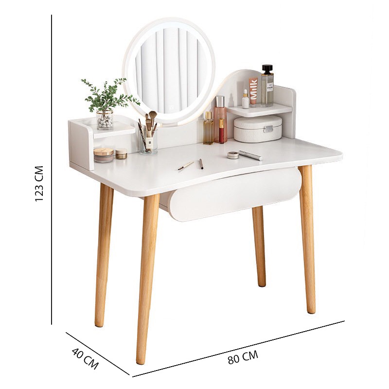 Bàn trang điểm gỗ thương hiệu IGA có gương đèn LED cực tiện lợi - GP201