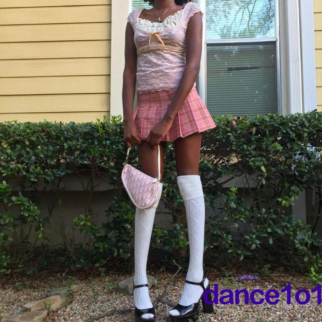 Áo cổ chữ U tay ngắn phối ren màu sắc tương phản thời trang mùa hè cho nữ