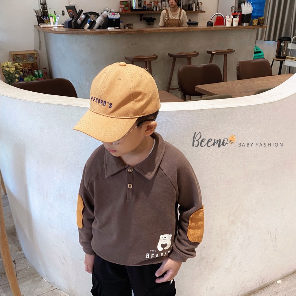Áo nỉ Polo đắp tay cho bé Beemo,Chất vải nỉ da cá dày dặn, mềm mại giữ ấm tốt cho bé B222