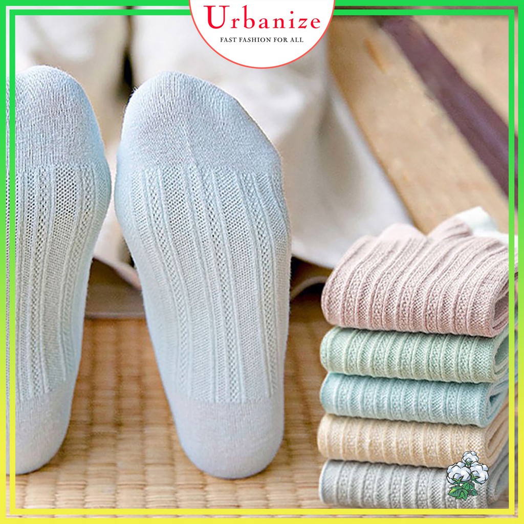 Tất nữ cổ ngắn - vớ nữ cổ thấp cotton màu trơn phối ren mỏng thoáng