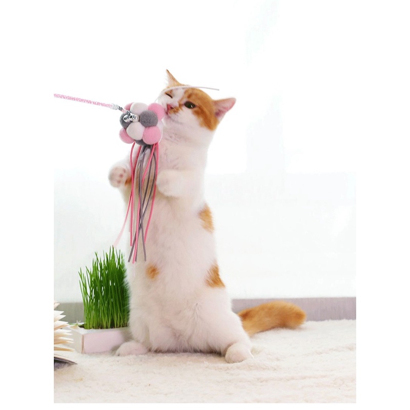 Đồ Chơi Đũa Tương Tác Với Mèo Cưng Đính Hạt Nhiều Màu Sắc Kèm Bóng Lông Và Chuông