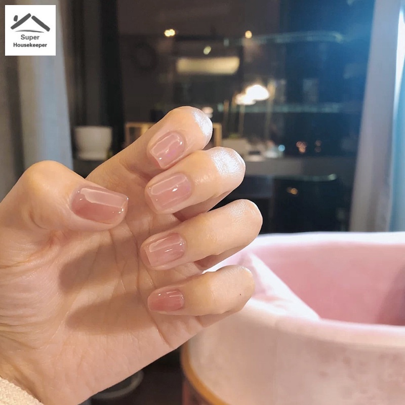 Set 24 Móng Tay Giả Ngắn Màu Nude Thời Trang