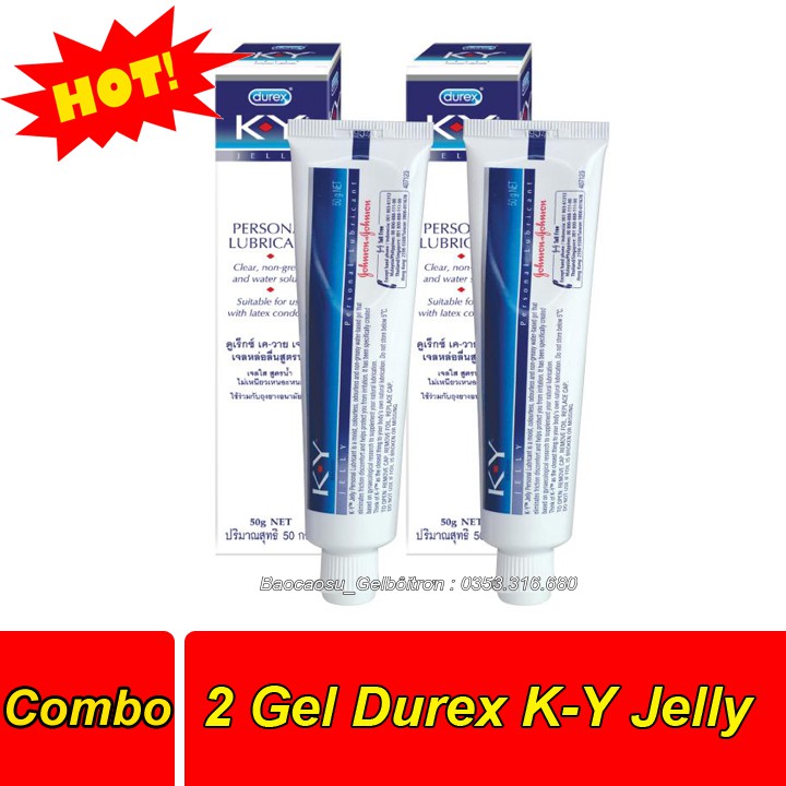 Combo 2 Hộp Gel Bôi Trơn Âm Đạo Durex KY Jelly 50g - Cam Kết Hàng Chính Hãng