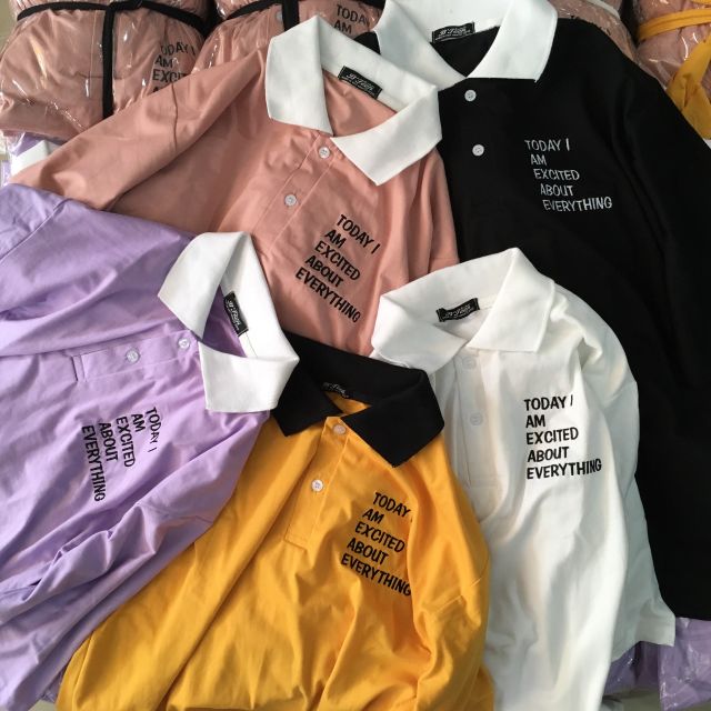 Áo Polo HÌNH THẬT thêu TODAY I AM 😊