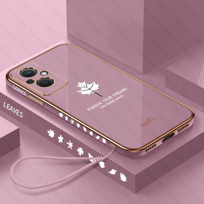 Ốp Điện Thoại Mềm Khung Vuông Họa Tiết Lá Phong Sang Trọng Cho OPPO Reno 7 4G 7Z 6 6Z 5G 5 4 5F 4F