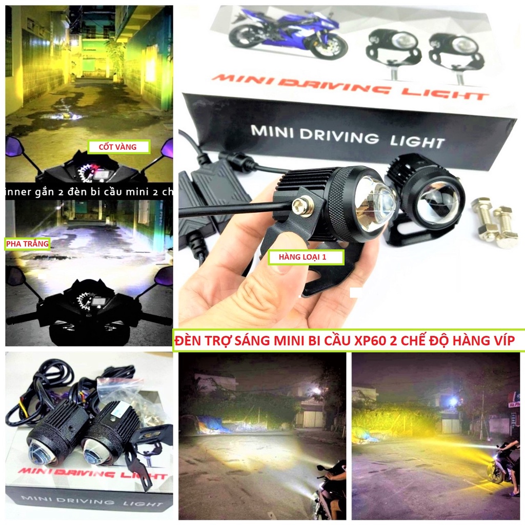 Đèn Trợ Sáng Bi Cầu, 2 Chế độ Sáng  ( Cos Vàng , Pha Trắng ) Hàng Chuẩn Loại 1
