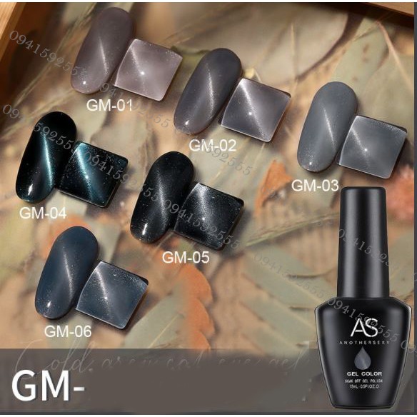 [XẢ LỖ NGHỈ BÁN] SET Sơn gel AS mắt mèo xám đá Cold Ash 6 màu GM