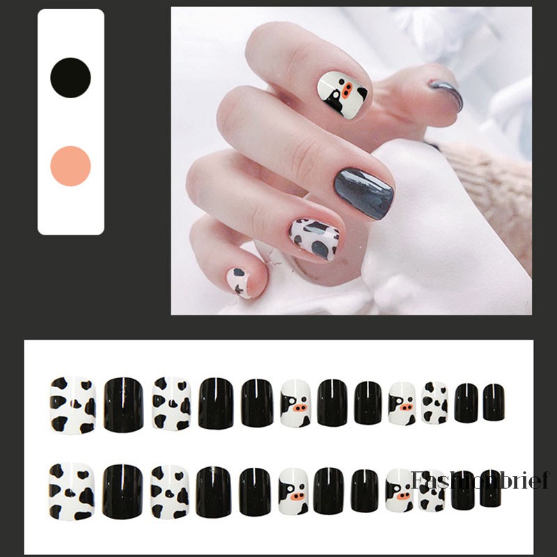 Bộ móng tay giả họa tiết đốm da bò xinh xắn dành cho nữ