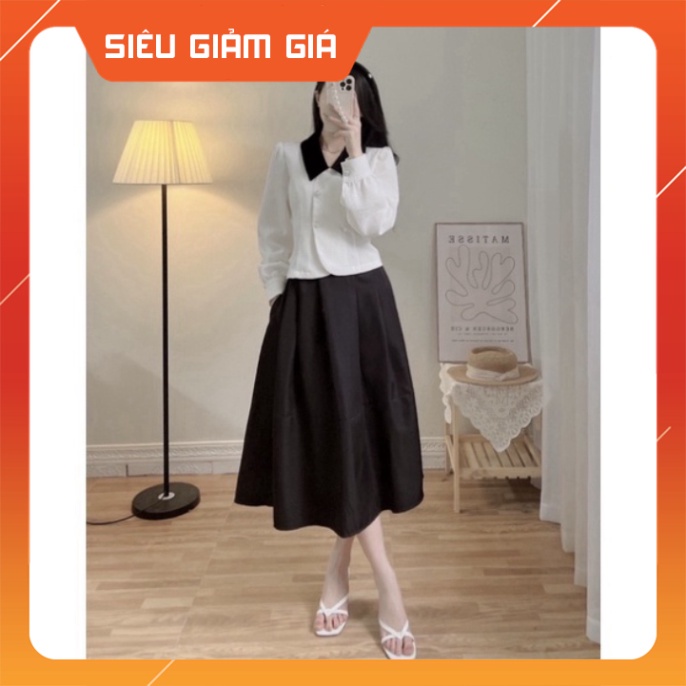 Áo dạ xốp nữ trắng Mosohali form suông khuy charm cổ bẻ xây cất mosohali make up công sở