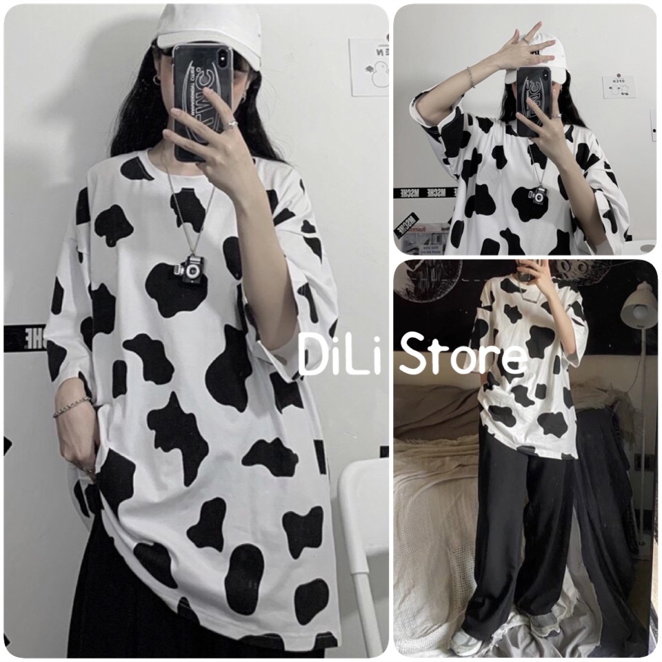 Áo Phông Bò Sữa Unisex 🍍 FREESHIP 🍍 Áo Thun Nam Nữ Dáng Rộng Trùm Mông Tay Lỡ,áo phông tay lỡ unisex form áo rộng nam nữ