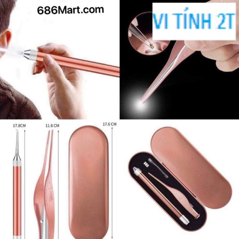 Bộ Nhíp Gắp Ráy Tai Có Đèn Led Phát Sáng Hình Cá Cho Trẻ Em