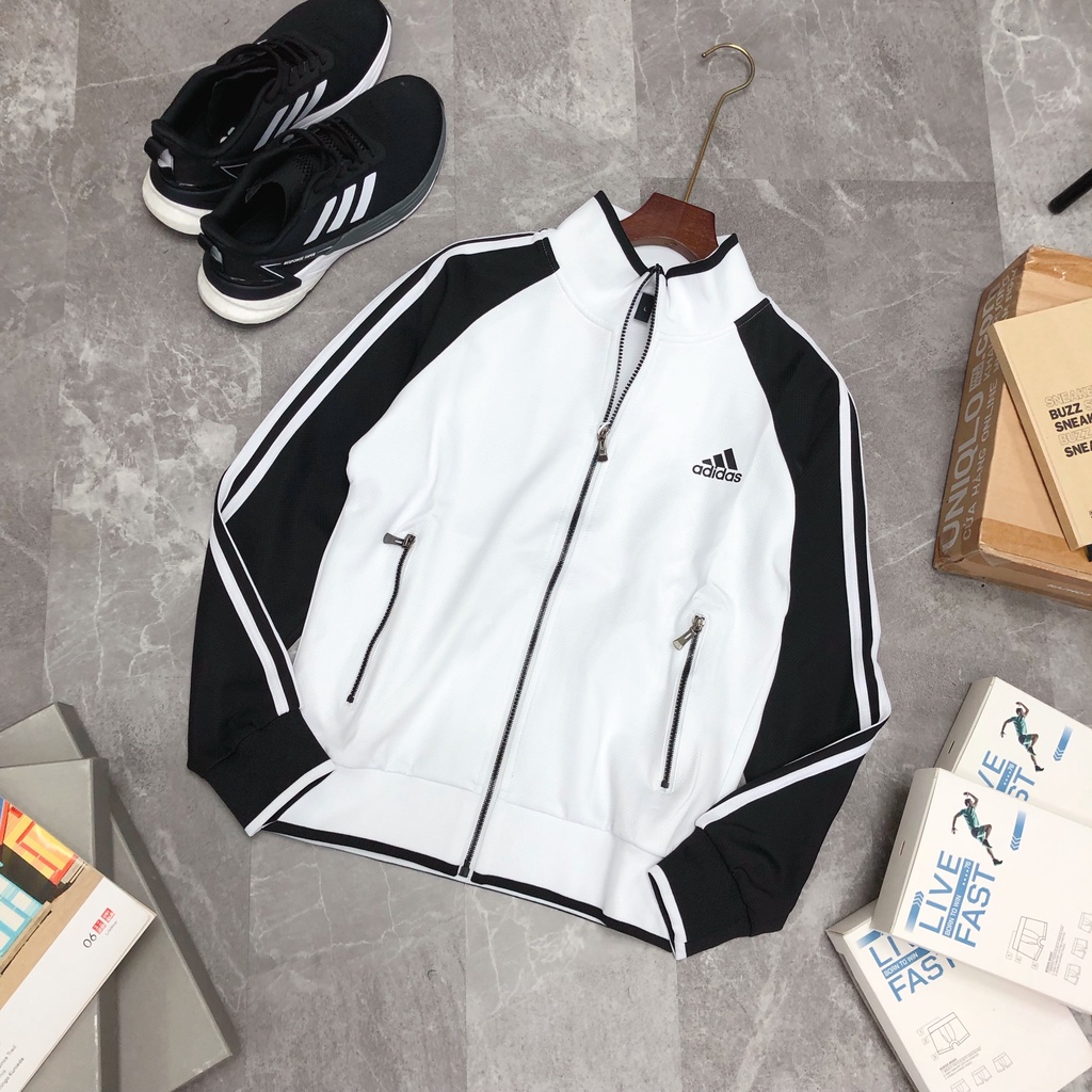 Bộ thể thao thu đông MÀU TRẮNG nam BIGSIZE cao cấp xuất khẩu kéo khóa tập gym yoga BDA - 8682