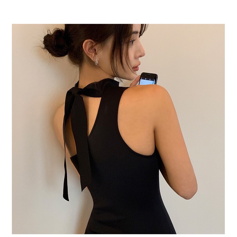 M08 Bikini liền style ullzang hotgirl quai lệch thắt nơ cổ đen trắng hè biển 2021 | BigBuy360 - bigbuy360.vn