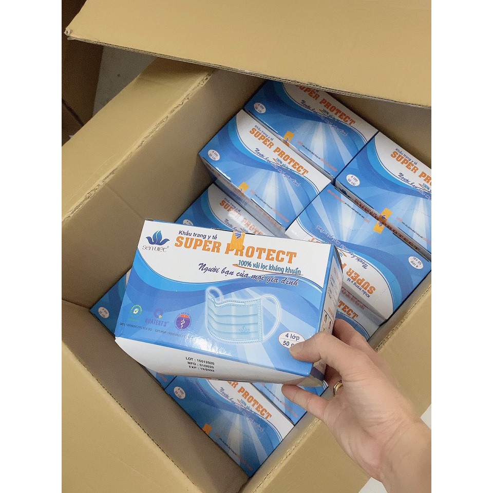 Set 1 Hộp 50 Cái Khẩu Trang Y Tế 4 Lớp Kháng Khuẩn Cao Cấp - Hình Thật Video Thật