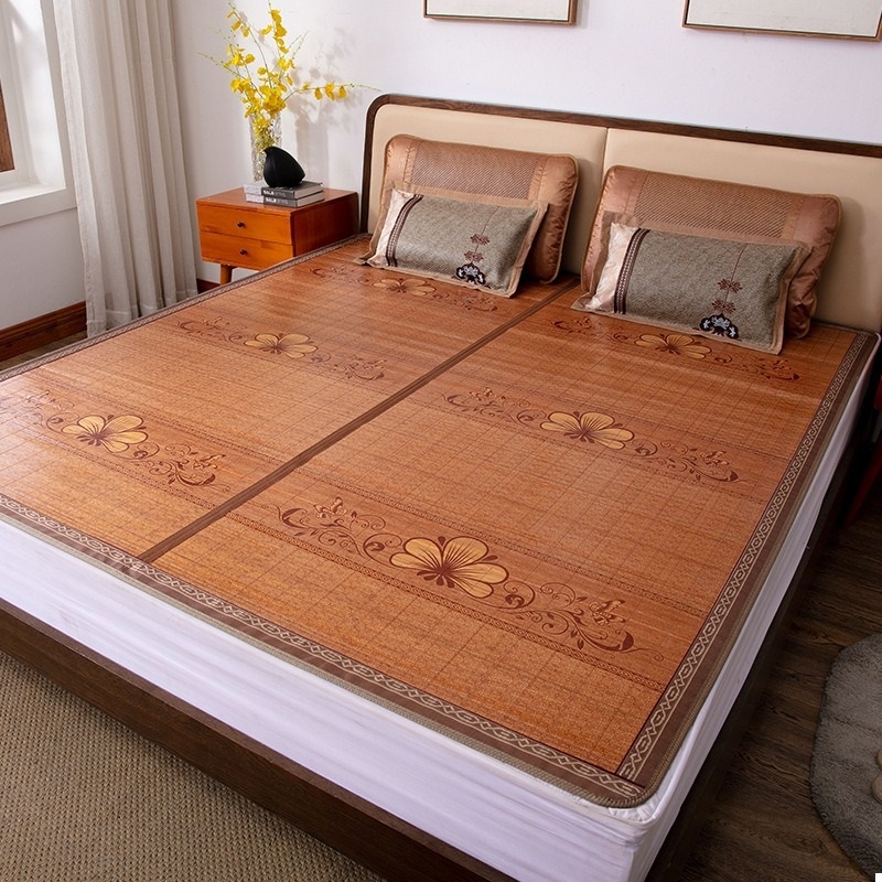 Chiếu Trúc Tăm Tre Họa Tiết Hoa Văn Vân Gỗ Sang Trọng, Chiếu Nằm Cực Mát Mùa Hè Thu