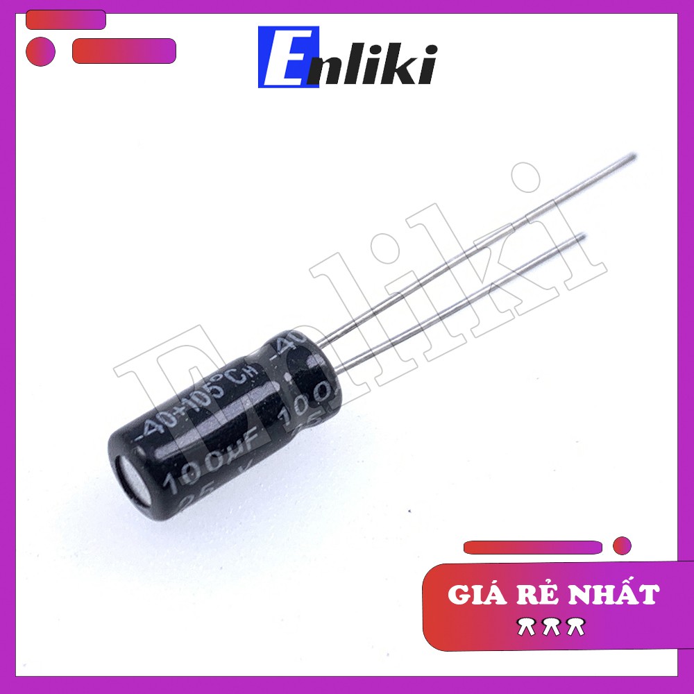 10 Chiếc Tụ 100uF 25V kích thước 6x12mm