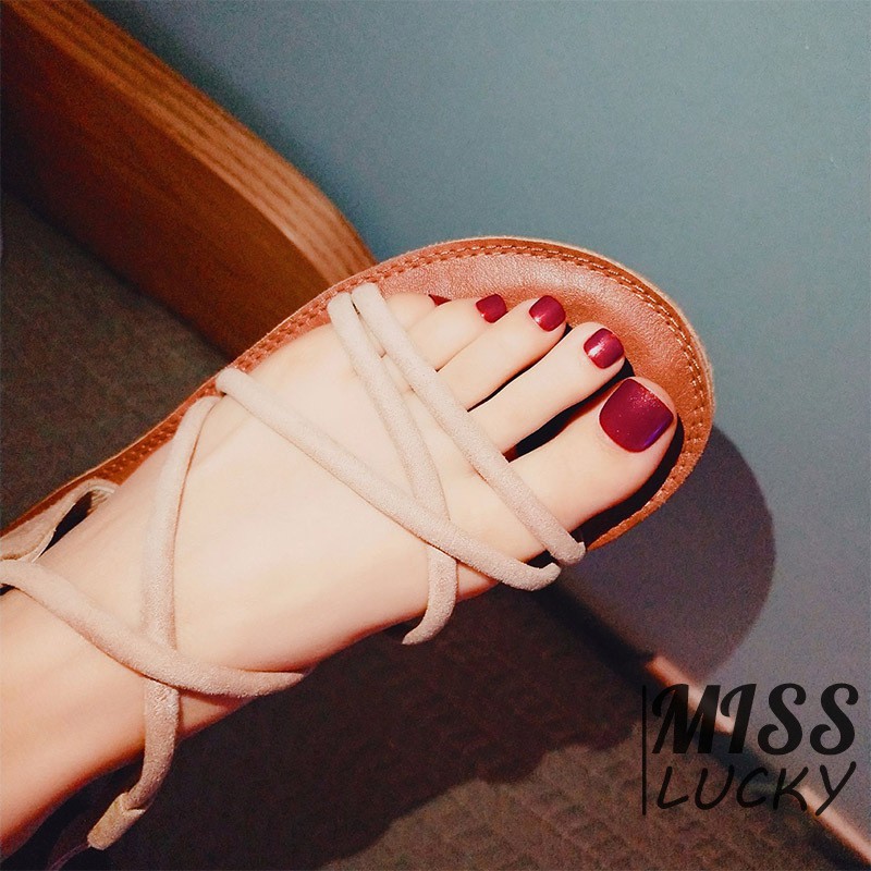 Bộ Móng Chân Giả Tông Màu Đỏ Thanh Lịch Sang Trọng Thời Thượng