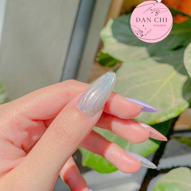 NailBox móng úp thiết kế sẵn Mẫu Tím Mix Vân Đá Tráng Gương