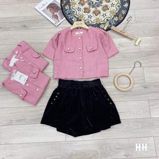 Áo dạ tweed hồng