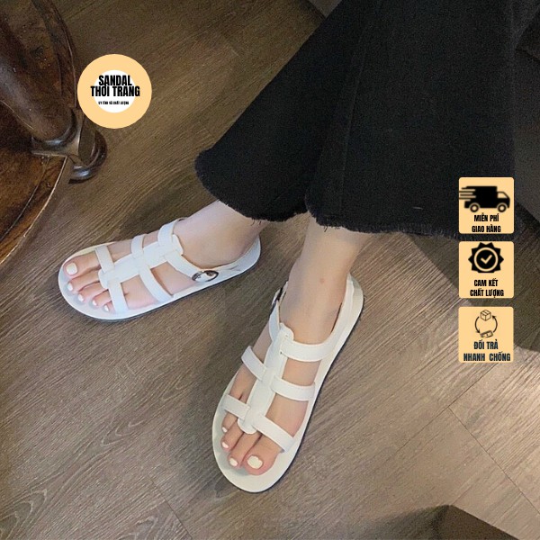 Giày sandal nữ xỏ ngón đế bệt đi học, đi làm quai đan full size 30-44 nam nữ SANDALTHOITRANG