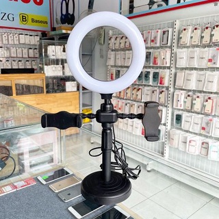 [BẢO HÀNH 3TH] Đèn Livestream Để Bàn 3 Chế Độ Sáng - Kẹp 2 Điện Thoại Có Đèn Hỗ Trợ, Quay Tiktok, Make Up
